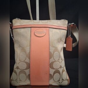Coach Heritage Signature Swingpack Orange Stripe Logo Fall Mini